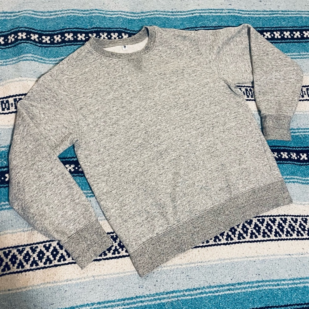 Uniqlo 🖤🤍 Heather Grey Cotton Knit Henley T-shirt Pullover Sweatshirt